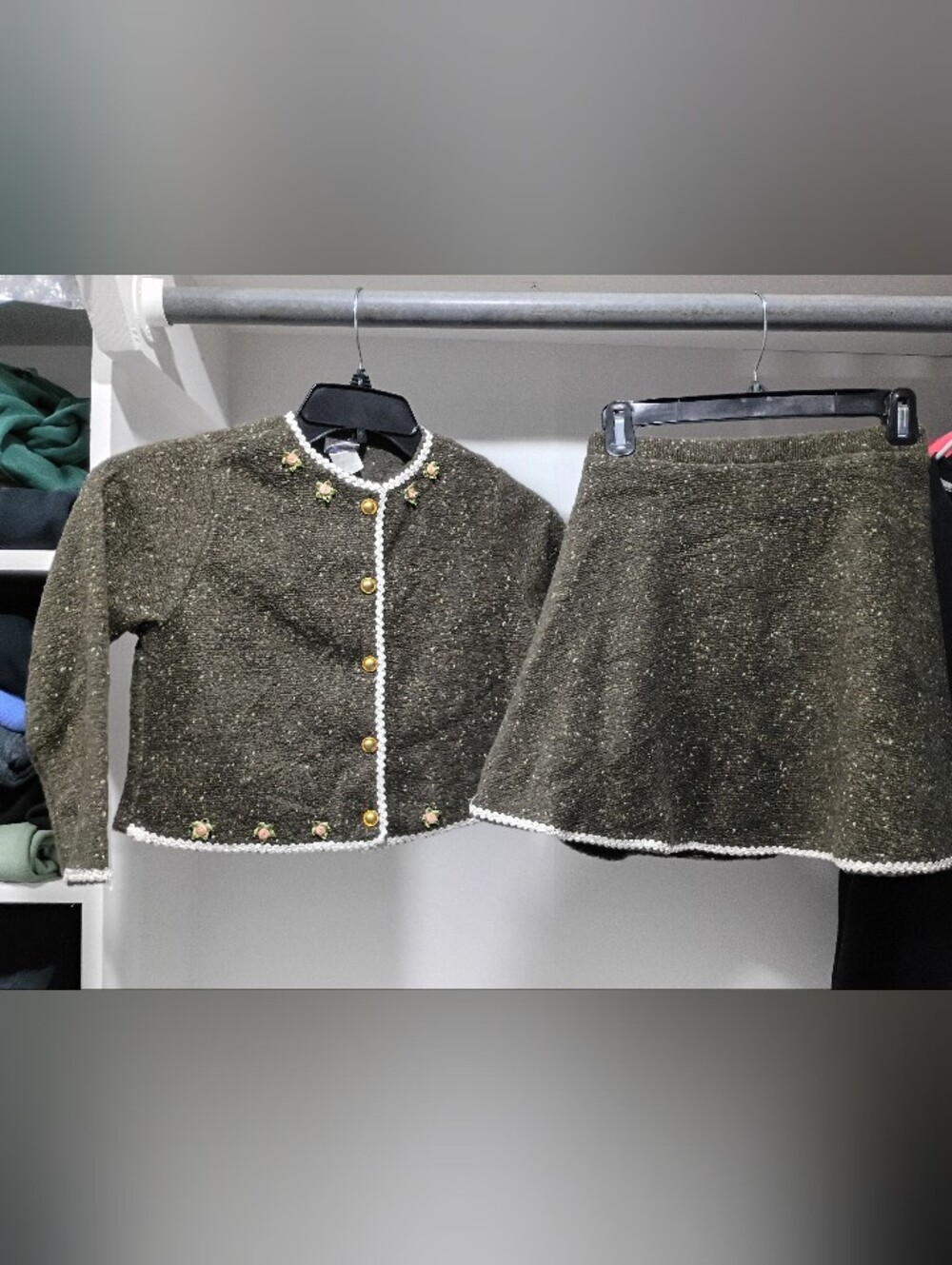 Vintage 100% Fleece Girls Coord Skirt Set